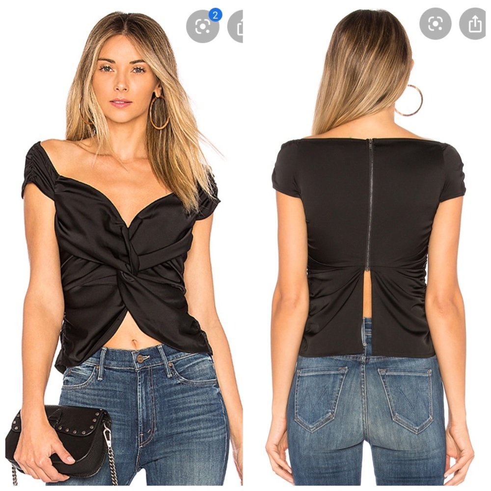 MAJORELLE Black Twist-Front Top